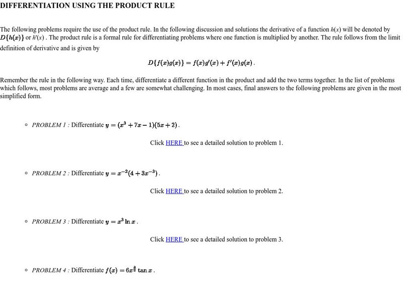 Uc Davis: Differentiation Using the Product Rule Unit Plan Uc Davis: Differentiation Using the Product Rule Unit Plan