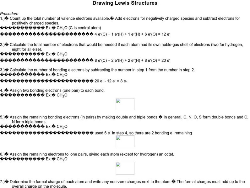 Ucla: Drawing Lewis Structures Handout Ucla: Drawing Lewis Structures Handout