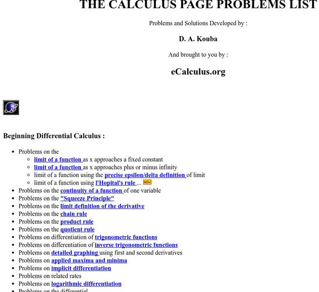 University of California, Davis: The Calculus Page Handout University of California, Davis: The Calculus Page Handout
