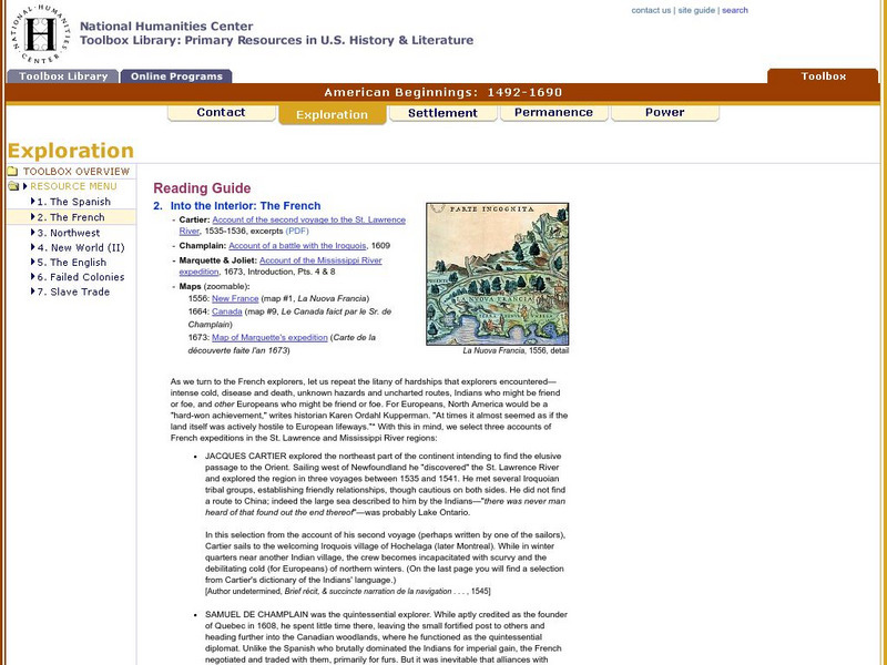 National Humanities Center: Toolbox Library: The French, American Beginnings: 1492 1690 Primary National Humanities Center: Toolbox Library: The French, American Beginnings: 1492 1690 Primary