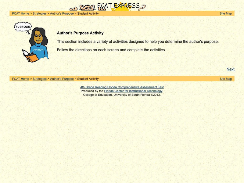 University of South Florida: Fcat Express: Author's Purpose Activity Study Guide University of South Florida: Fcat Express: Author's Purpose Activity Study Guide