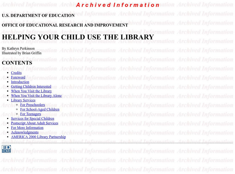 U.s. Department of Education: Helping Your Child Use the Library Website U.s. Department of Education: Helping Your Child Use the Library Website