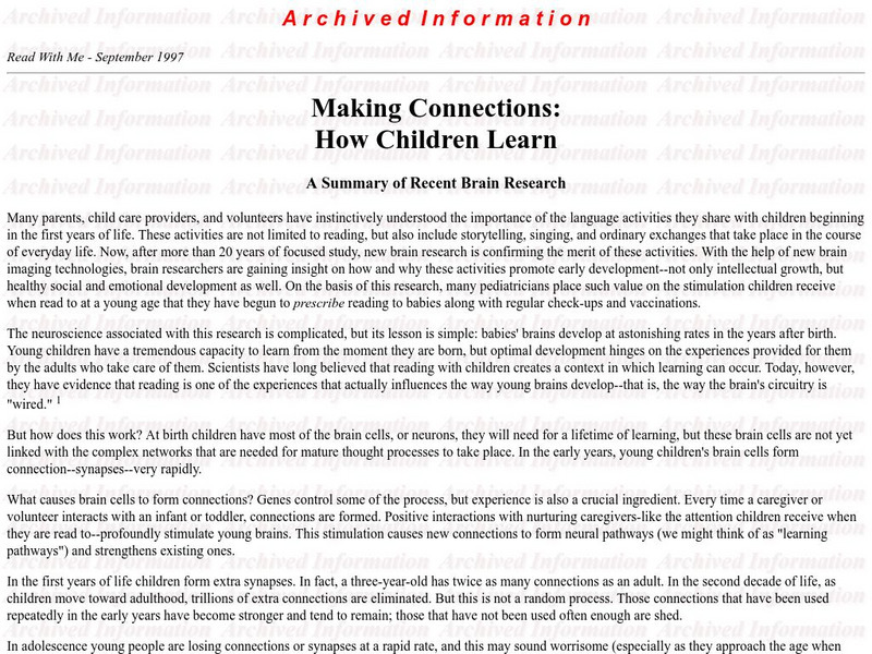 U.s. Doe/making Connections:how Children Learn Website U.s. Doe/making Connections:how Children Learn Website