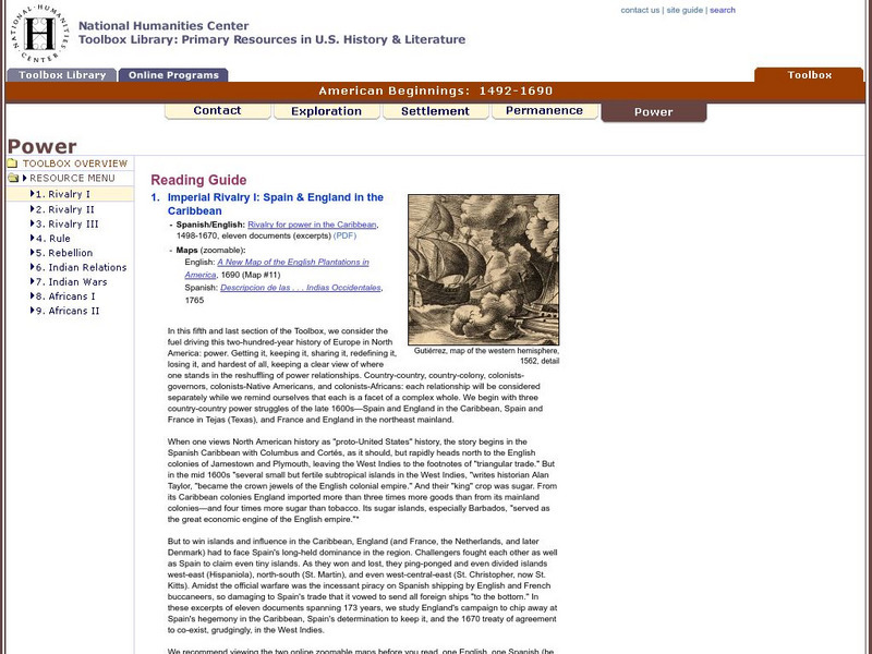 National Humanities Center: Toolbox Library: Rivalry I, American Beginnings: 1492 1690 Primary National Humanities Center: Toolbox Library: Rivalry I, American Beginnings: 1492 1690 Primary