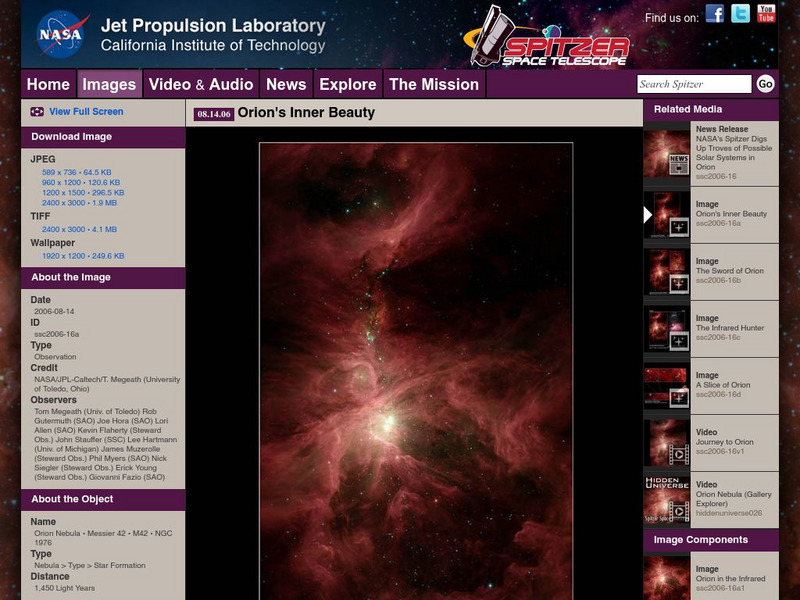 Spitzer Science Center: Orion's Inner Beauty Website Spitzer Science Center: Orion's Inner Beauty Website