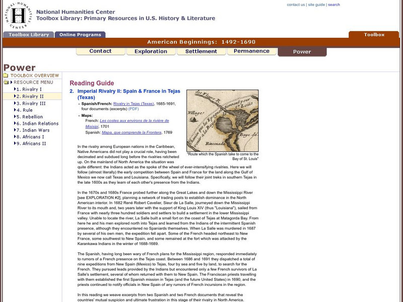 National Humanities Center: Toolbox Library: Rivalry Ii, American Beginnings: 1492 1690 Primary National Humanities Center: Toolbox Library: Rivalry Ii, American Beginnings: 1492 1690 Primary