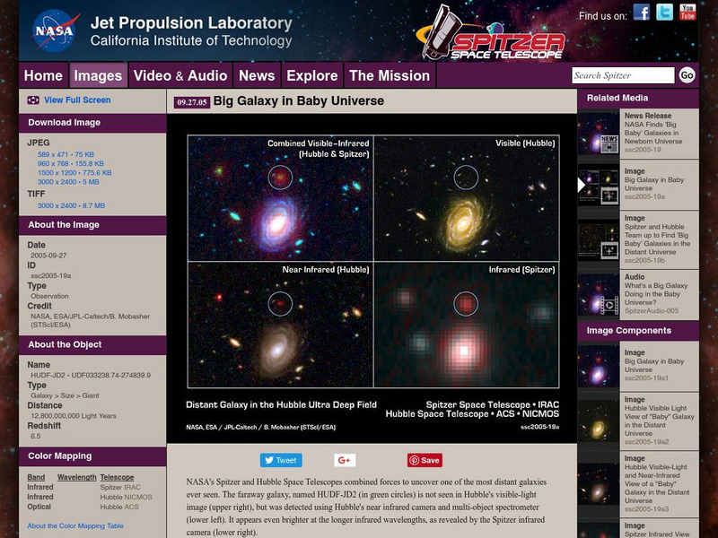 Spitzer Space Telescope: Big Galaxy in Baby Universe Graphic Spitzer Space Telescope: Big Galaxy in Baby Universe Graphic