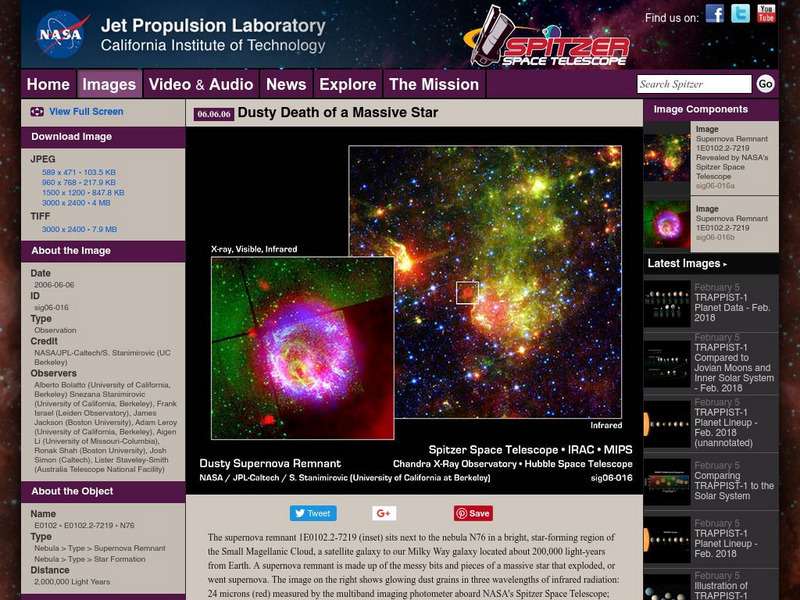 Spitzer Science Center: Dusty Death of a Massive Star Website Spitzer Science Center: Dusty Death of a Massive Star Website