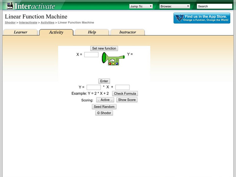 Shodor Interactivate: Linear Function Machine Interactive Shodor Interactivate: Linear Function Machine Interactive