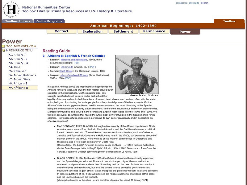 National Humanities Center: Toolbox Library: Africans Ii, American Beginnings: 1492 1690 Primary National Humanities Center: Toolbox Library: Africans Ii, American Beginnings: 1492 1690 Primary