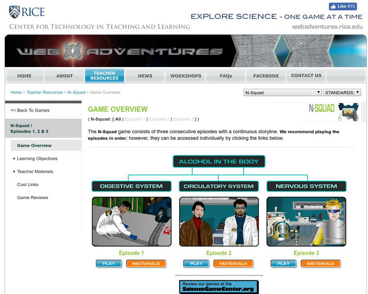 Rice University: Web Adventures: N Squad: Alcohol in the Body Interactive Rice University: Web Adventures: N Squad: Alcohol in the Body Interactive