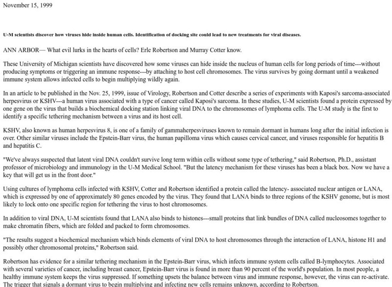 Um: Scientists Discover How Viruses Handout Um: Scientists Discover How Viruses Handout
