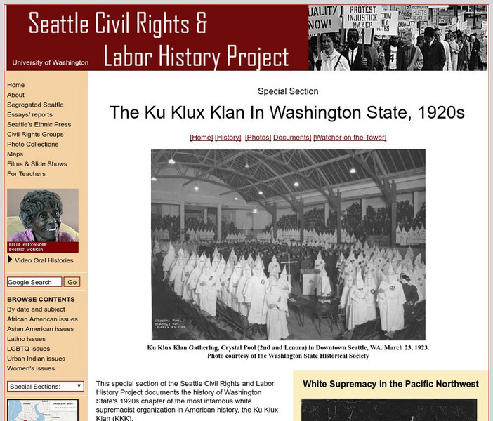 Seattle Civil Rights Project: Ku Klux Klan in Washington State, 1920s Whiteboard Seattle Civil Rights Project: Ku Klux Klan in Washington State, 1920s Whiteboard