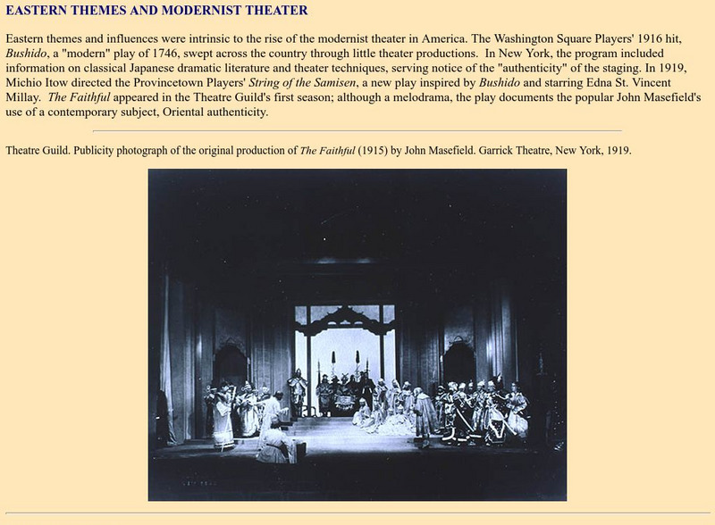 Eastern Themes and Modernist Theater; O'neill Website