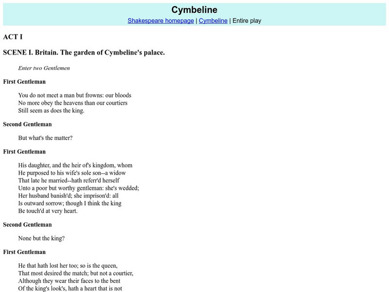 Mit: The Complete Works of William Shakespeare: "Cymbeline" eBook Mit: The Complete Works of William Shakespeare: "Cymbeline" eBook