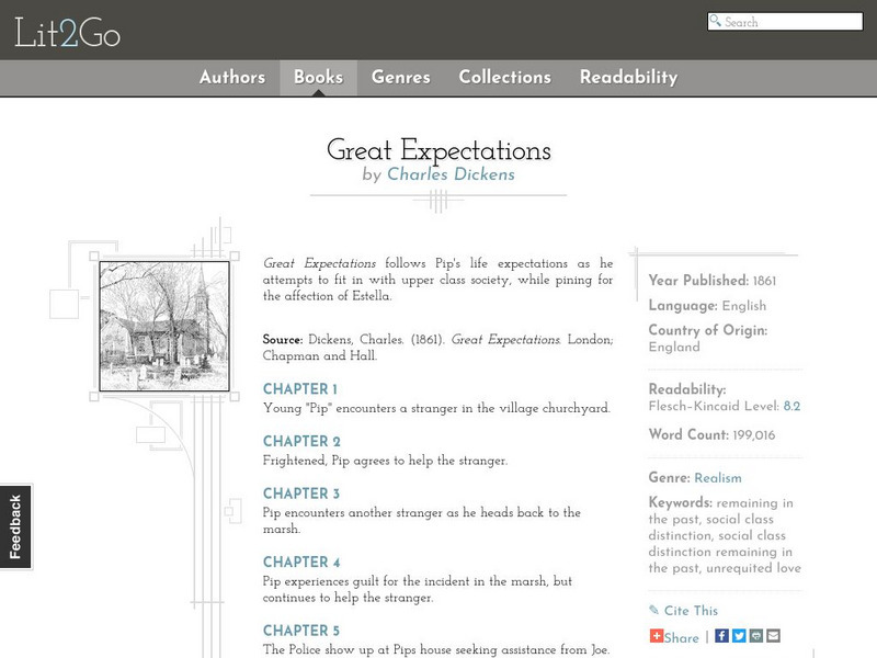 Educational Technology Clearinghouse: Lit2 Go: C. Dickens: Great Expectations Website Educational Technology Clearinghouse: Lit2 Go: C. Dickens: Great Expectations Website