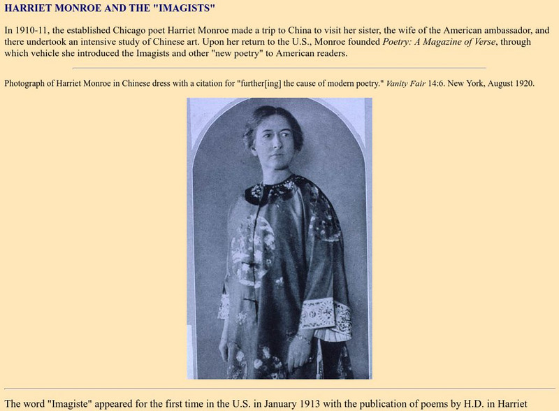 Beinecke Rare Book and Manuscript Library: Harriet Monroe and the "Imagists" Primary Beinecke Rare Book and Manuscript Library: Harriet Monroe and the "Imagists" Primary