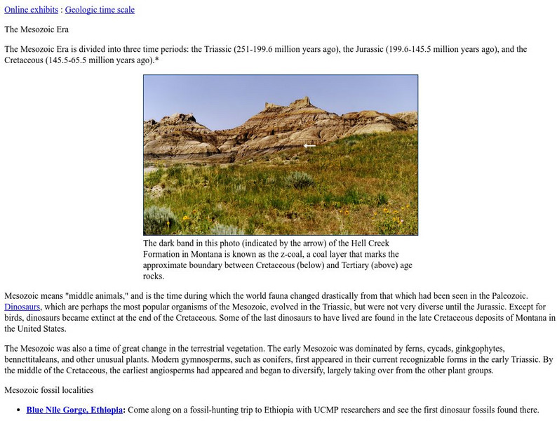 Ucmp: Introduction to the Mesozoic Era Website Ucmp: Introduction to the Mesozoic Era Website