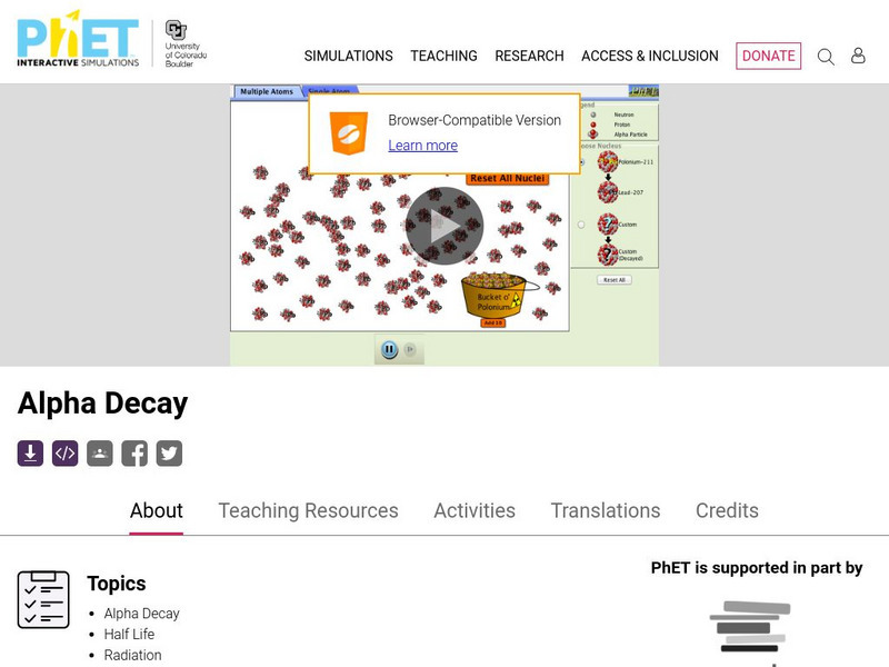 University of Colorado: Ph Et Interactive Simulations: Alpha Decay Interactive University of Colorado: Ph Et Interactive Simulations: Alpha Decay Interactive