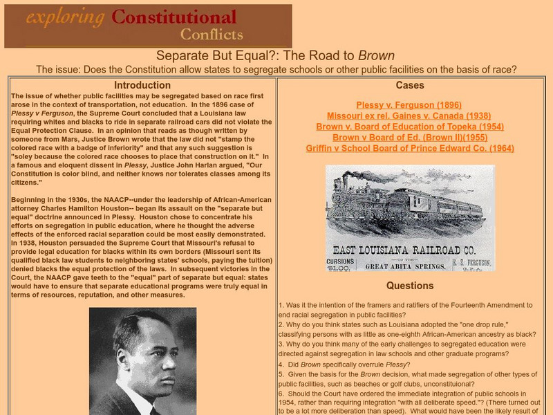 Exploring Constitutional Conflicts: Separate but Equal Activity Exploring Constitutional Conflicts: Separate but Equal Activity