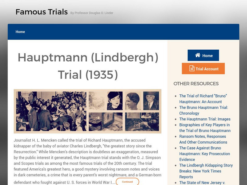 Famous Trials: Lindbergh Kidnapping Trial Activity Famous Trials: Lindbergh Kidnapping Trial Activity