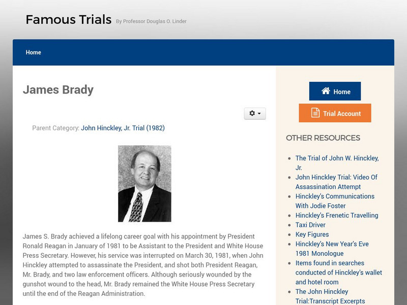 Famous Trials: James Brady Activity Famous Trials: James Brady Activity