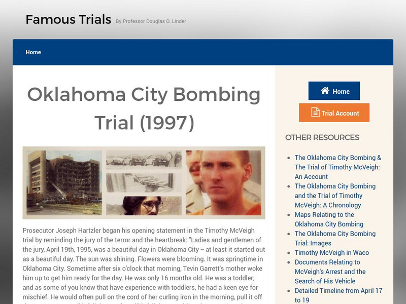 Famous Trials: Oklahoma City Bombing Trial 1997 Handout