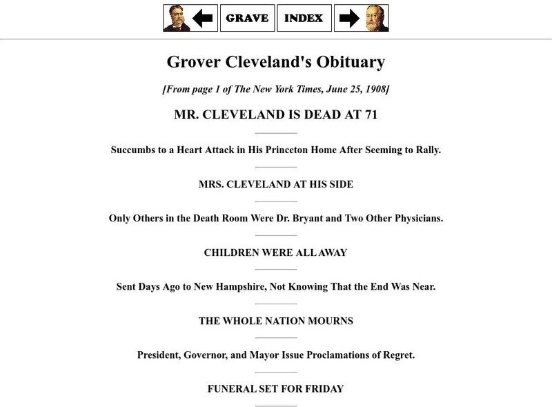 Dead Presidents: Grover Cleveland's Obituary Primary