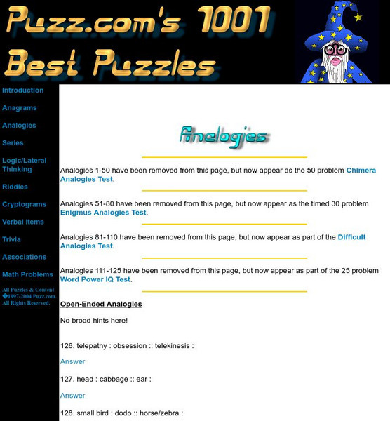 Puzz.com's 1001 Best Puzzles: Brain Training Games: Analogies Unknown Type Puzz.com's 1001 Best Puzzles: Brain Training Games: Analogies Unknown Type