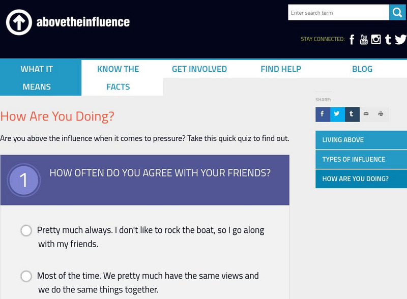 National Youth Anti Drug Media Campaign: Feeling Pressured? A Quiz Website National Youth Anti Drug Media Campaign: Feeling Pressured? A Quiz Website