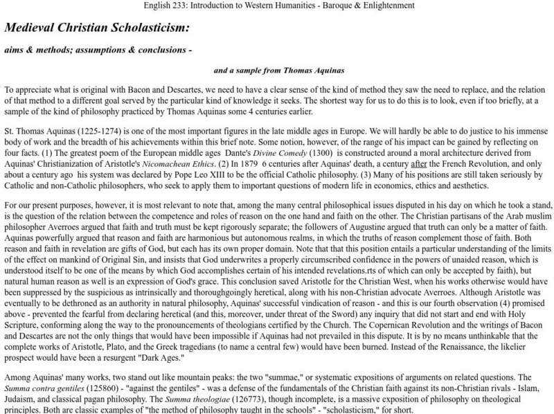 Kansas State University: Medieval Christian Scholasticism Handout Kansas State University: Medieval Christian Scholasticism Handout
