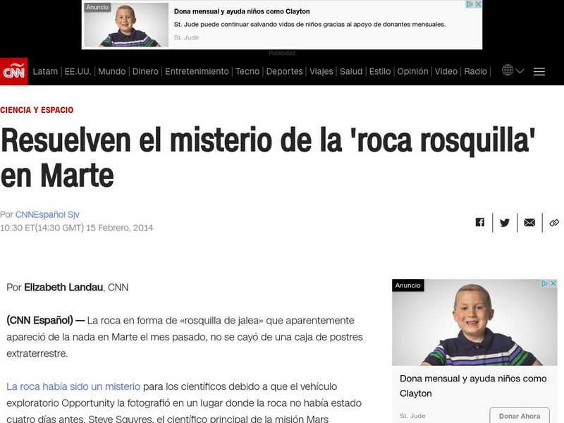 Cnn en Espanol: Week of 2 17 14: Resuelven El Misterio De La Roca en Marte Article
