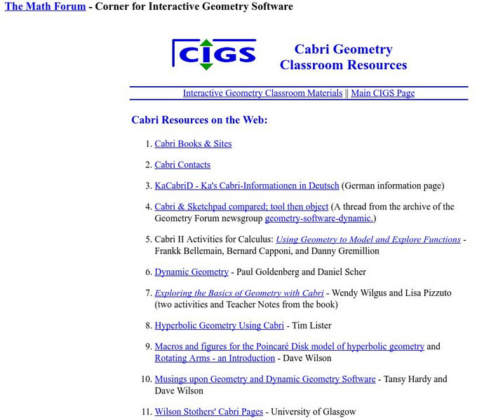The Math Forum: Archive of Cabri Resources Website The Math Forum: Archive of Cabri Resources Website