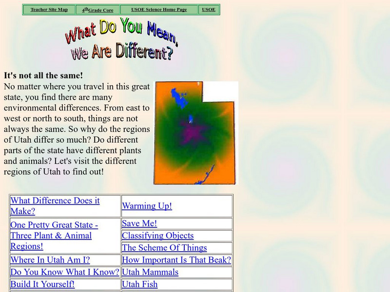 Utah Science: What Do You Mean, We Are Different? Unit Plan Utah Science: What Do You Mean, We Are Different? Unit Plan