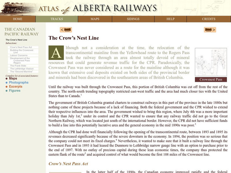 University of Alberta: The Crow's Nest Line Website University of Alberta: The Crow's Nest Line Website