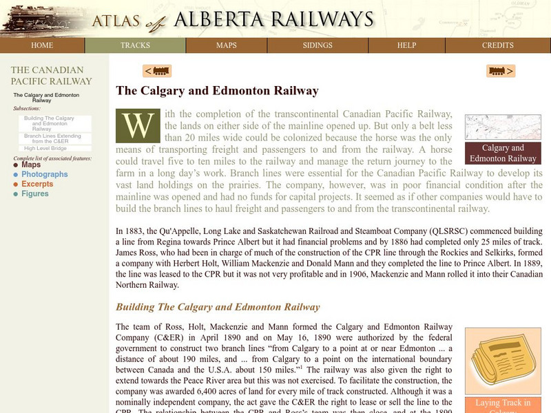 University of Alberta: The Calgary and Edmonton Railway Website University of Alberta: The Calgary and Edmonton Railway Website
