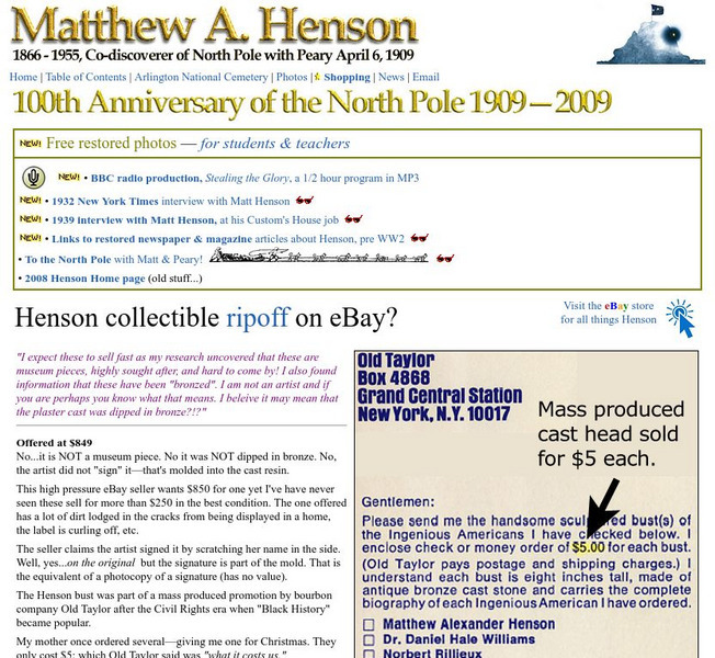 Matthew Henson: Co Discoverer of Noth Pole With Peary, April 6, 1909 Website Matthew Henson: Co Discoverer of Noth Pole With Peary, April 6, 1909 Website