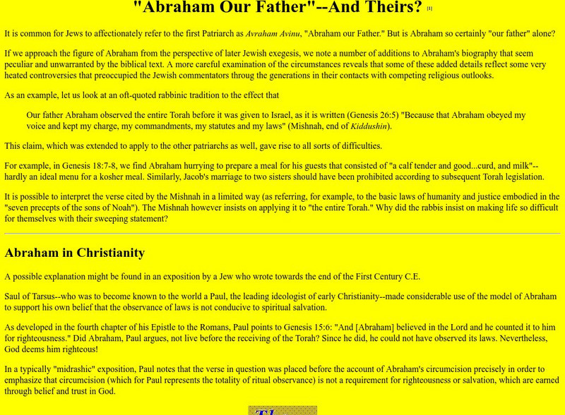 University of Calgary: "Abraham Our Father" and Theirs? Article University of Calgary: "Abraham Our Father" and Theirs? Article