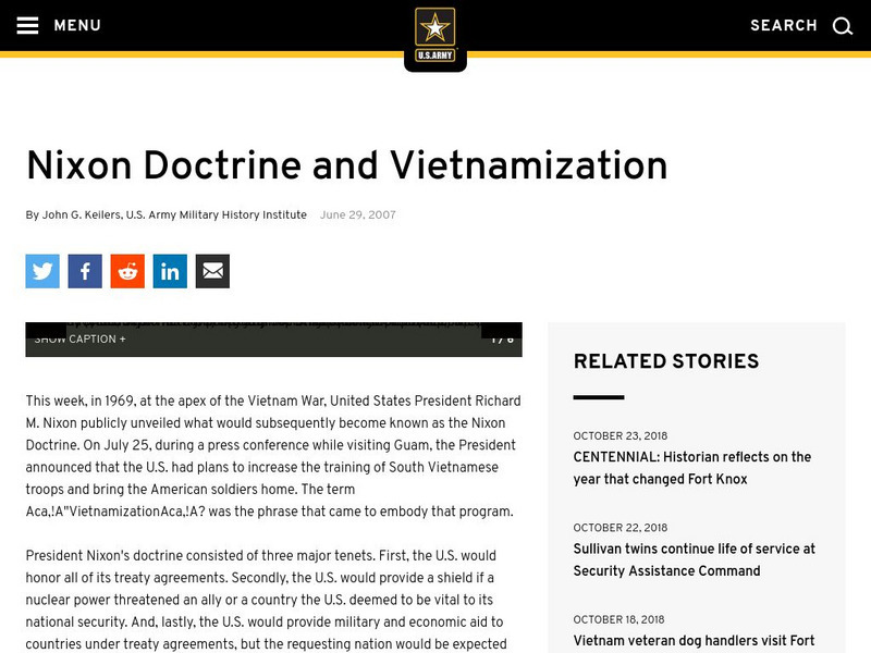 Nixon Doctrine and Vietnamization Article Nixon Doctrine and Vietnamization Article