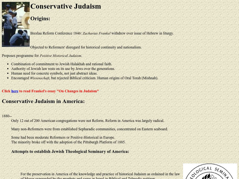 University of Calgary: Conservative Judaism Article University of Calgary: Conservative Judaism Article