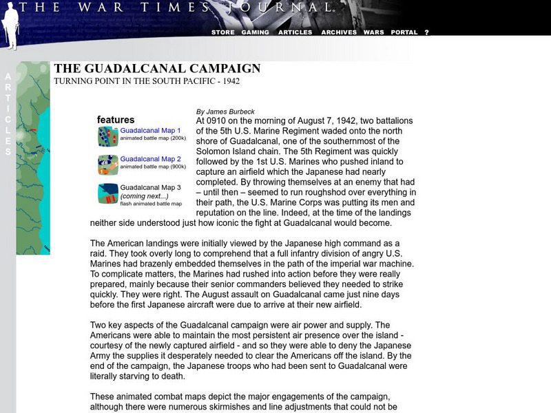 War Times Journal: The Guadalcanal Campaign Graphic War Times Journal: The Guadalcanal Campaign Graphic