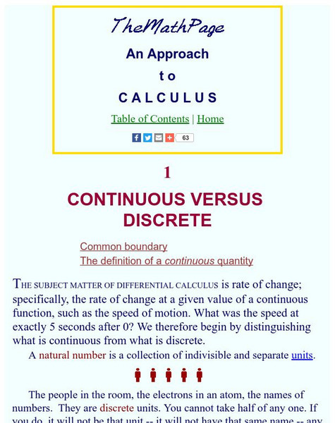 The Math Page: An Approach to Calculus: Continuous Versus Discrete Activity The Math Page: An Approach to Calculus: Continuous Versus Discrete Activity