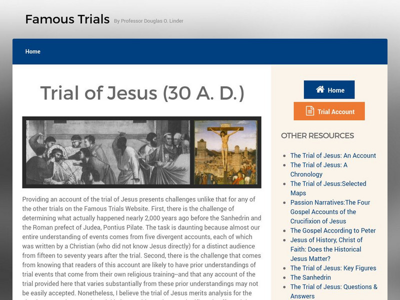 Famous Trials: The Trial of Jesus Website Famous Trials: The Trial of Jesus Website