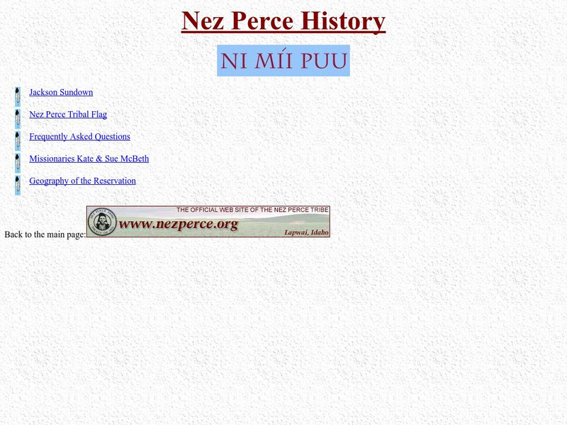 Nez Perce History Website Nez Perce History Website