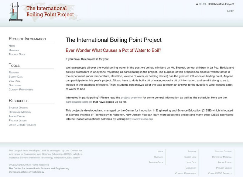 Ciese Collaborative Projects: International Boiling Point Project Activity Ciese Collaborative Projects: International Boiling Point Project Activity
