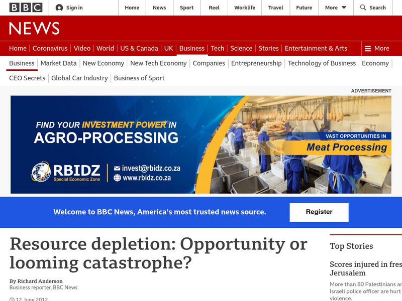 Bbc: Resource Depletion: Opportunity or Looming Catastrophe? Article Bbc: Resource Depletion: Opportunity or Looming Catastrophe? Article
