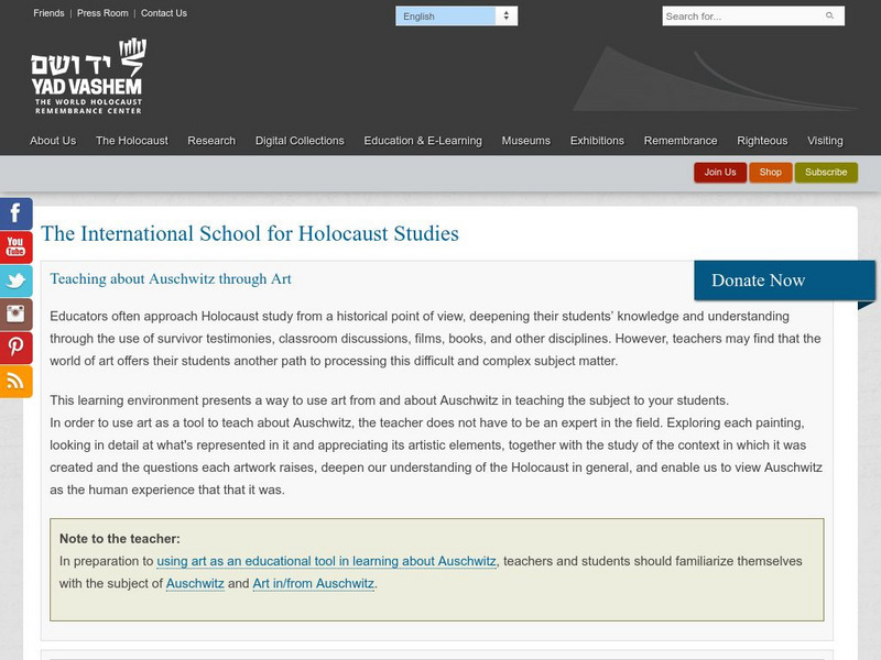 Yad Vashem: Teaching About Auschwitz Through Art Unit Plan Yad Vashem: Teaching About Auschwitz Through Art Unit Plan