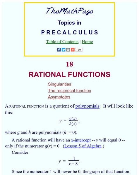 The Math Page: Topics in Pre Calculus: Rational Functions Interactive ...