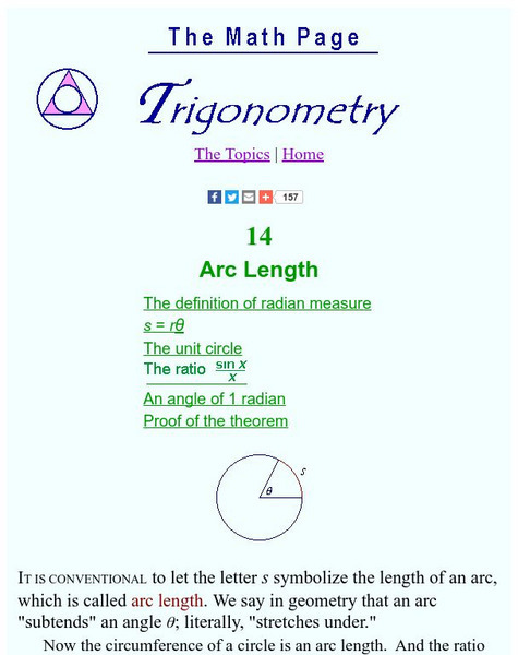 The Math Page: Trigonometry: Arc Length Activity The Math Page: Trigonometry: Arc Length Activity