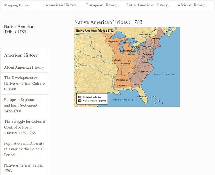 Mapping History Project : Native American Tribes: 1783 Graphic Mapping History Project : Native American Tribes: 1783 Graphic